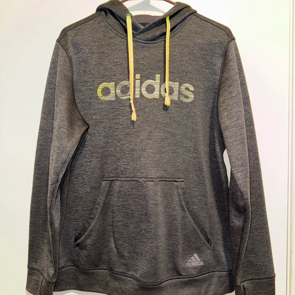Adidas Gray Sweater with Heathered Texture and Sporty Design